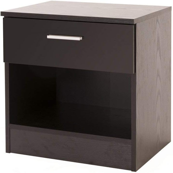 Home Source High Gloss Ottawa Caspian Black / Black Bedside