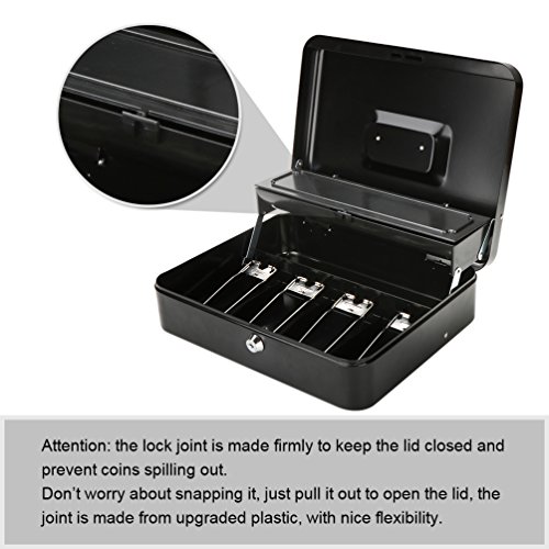 Jssmst Large Locking Cash Box with Money Tray, Lock Box with Security