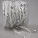 Fowod 3 Strings Beaded Ribbon, Tree Garland, Satin Ribbon and Organza Wired Ribbon, 33 Feet,Silver