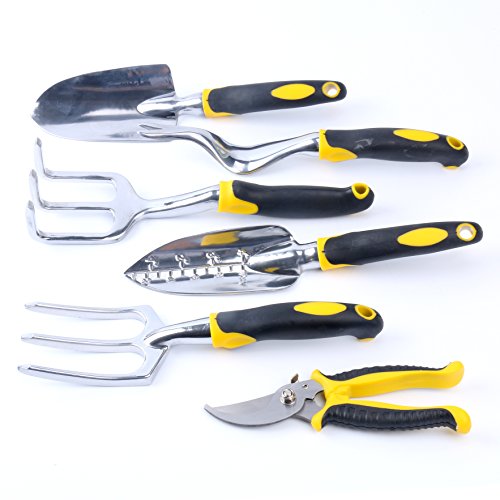 YaeTact 7 Piece Garden Tool Set with 6 Heavy Duty, Durable Aluminum Alloy Tools with Ergonomic Handles and Sizable Garden Tote Bag - Thumbnail 5