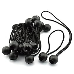 HJGarden 16pcs 12" 6" Ball Bungee Cords Black