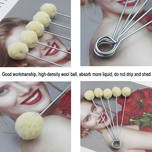 Luckkyme 100 Pack Wool Daubers Ball Brush Leather Dye Tool Dye Dauber Dyeing Applicator with Metal Handle for DIY Crafts Projects - Thumbnail 2