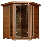 4-Person Cedar Corner Infrared Sauna w/ 10 Carbon Heaters