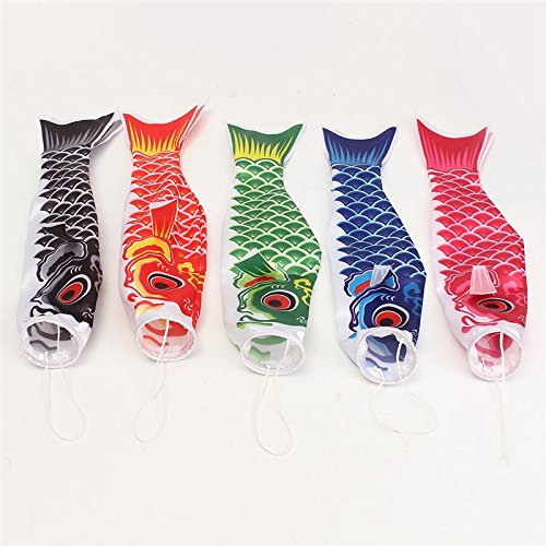 Katoot@ 40cm Koi Nobori Japanese Style Colorful Carp Wind Sock Koinobori Fish Anime Fish Flags Kite Flag Hanging Decor (Green) - Thumbnail 2