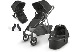 UPPAbaby Vista V2 Stroller - Jake (Black/Carbon/Black Leather) + Upper Adapter + RumbleSeat V2- Jake (Black/Carbon/Black Leather)