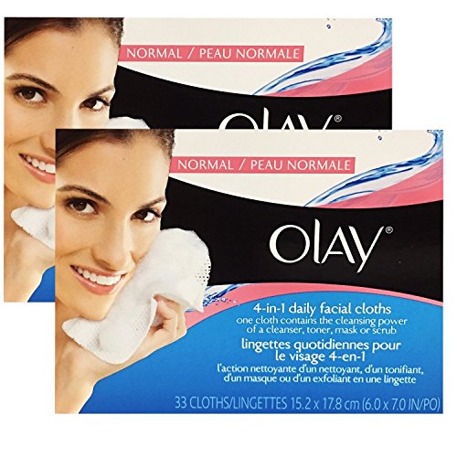 Olay 4 in 1 Daily Facial Cloths for Sensitive Skin, 2 Packs of 33 Cloths, 66 Total Cloths