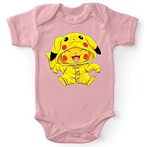 Korte mouwen Roze Babyromper (meisje) parodie Pokémon – Pikachu – Ultimate Cosplay (Hoogwaardig Babyromper – bedrukt in…