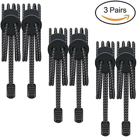 Easome No Tie Laces that Lock - Replacement Shoelaces, Running Gear Accessories, Shoe Laces for Running, Athletic, Mens, Womens, Kids Shoes, Fitness Exercise Equipment, Plantar Fasciitis (black)