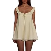 Seyurigaoka Ruffle Pajamas for Women Set 2 Piece Baby Doll Tank Top Micro Shorts Bridesmaid Bridal Pajamas Matching Pj Sets