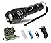 LED Tactical Flashlight,SDFLAYER T6 High Powered Handheld Torch with Rechargeable 18650 Lithium Ion Battery and Charger , 5 Modes Zoomable Adjustable Focus For Hiking, Camping, Emergency