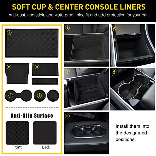 Vanku Complete Set Floor Mats for Tesla Model 3 2017, 2018, 2019, 2020