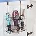mDesign Over Door Bathroom Hair Care & Styling Tool Organizer Storage Basket for Hair Dryer, Flat Iron, Curling Wand, Straightener - Hang Inside or Outside Cabinet Doors, 3 Sections, Venetian Bronze