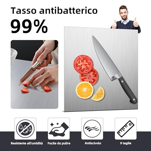 Stainless Steel Chopping Board, Kitchen Worktop, Durable and Hygienic Worktop Extraspessor 2 mm, Kitchen Kneading Board for Bar for Restaurant (58 x 90 cm)
