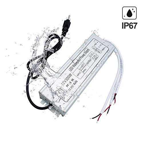 inShareplus LED Driver, 300W IP67 Waterproof Outdoor Power Supply,AC 90-265V to DC 12V 25A Low Voltage Transformer, Adapter with 3-Prong Plug for LED Light, Computer Project, Outdoor Use - Thumbnail 4