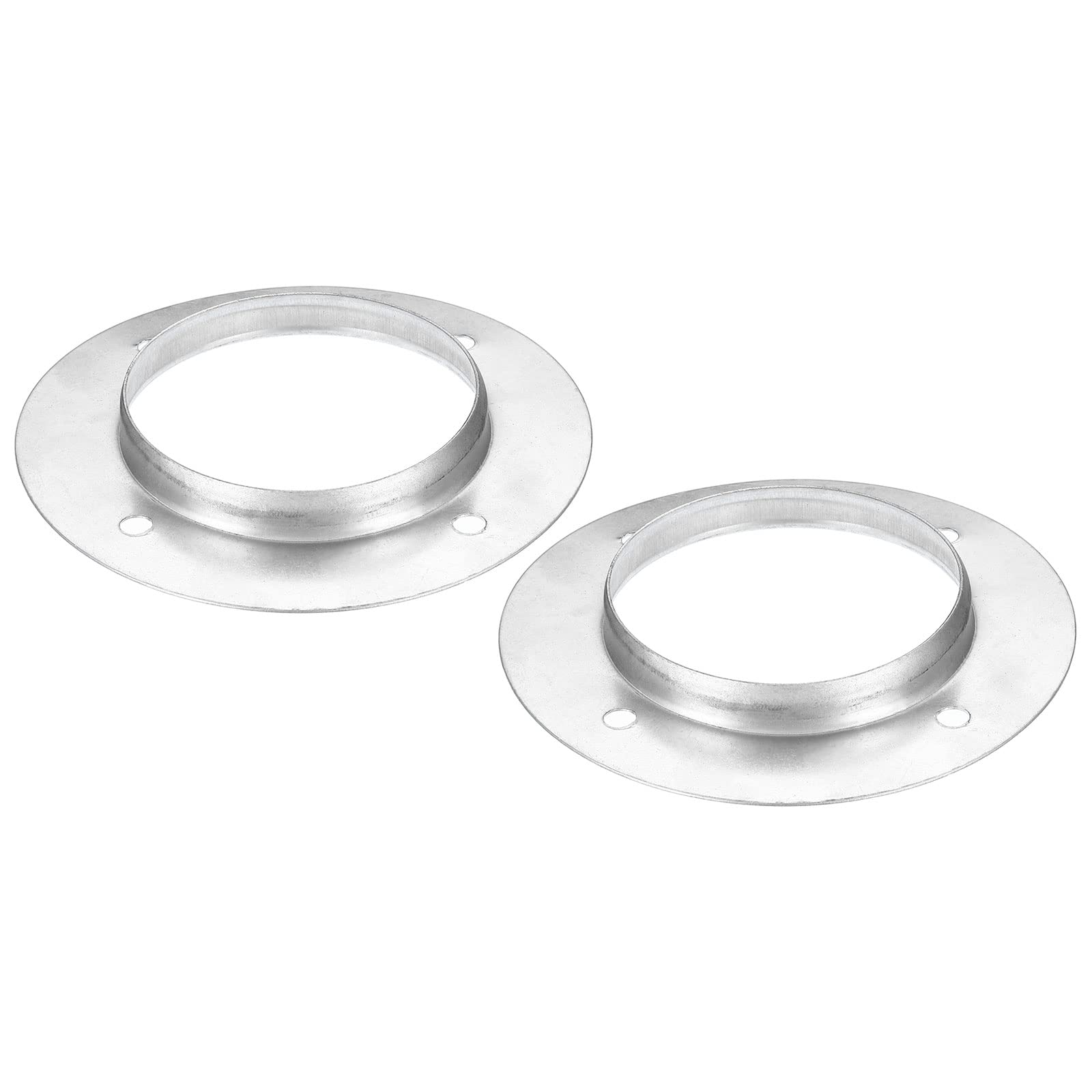 PATIKIL 4" Duct Connector Flange, 2 Pack Metal Straight Pipe Exhaust Flange Duct Mounting Plate for Heating Cooling Ventilation HVAC System