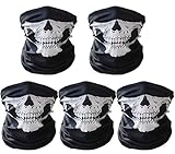 CandyHome 5 Pcs Motorcycle Face Mask, Windproof Seamless Tube Half Face Mask for Bike Riding Fishing Hiking (Black/White)
