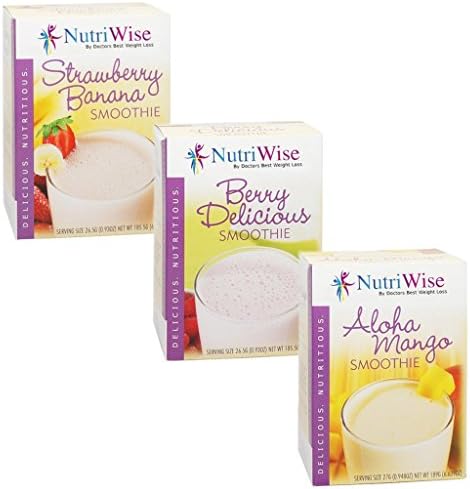 NutriWise - High Protein Diet Smoothie | Berry Delicious & Aloha Mango & Strawberry Banana | Gluten Free, Low Calorie, Low Fat, Low Sugar