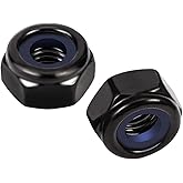 MewuDecor 1/4-20 Nylon Insert Hex Lock Nuts Locknuts, 304 Stainless Steel 18-8, Black Oxide, 25 PCS