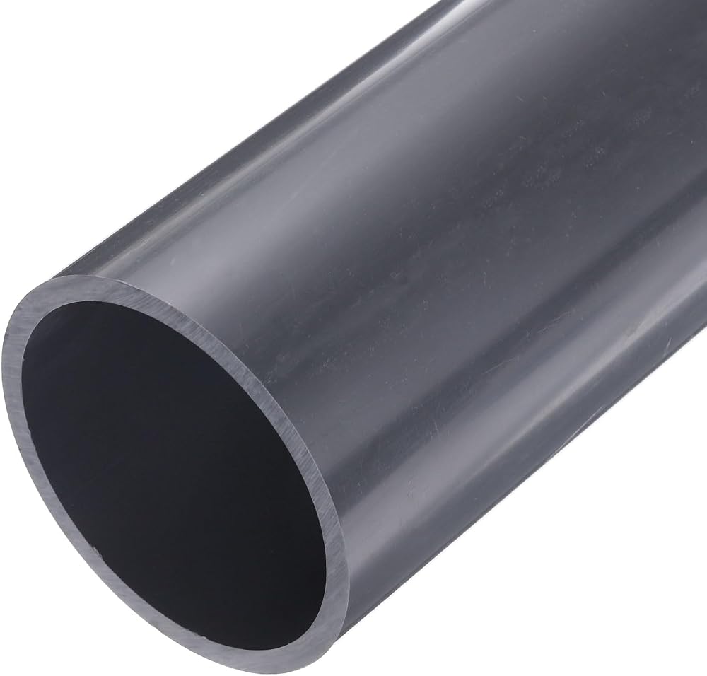sourcing map 4 Inch PVC Rigid Pipe 96.8mm ID 110mm OD 9" L Light Grey Water
