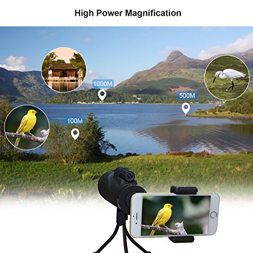 Monocular Telescope 12x50 Adjustable BAK4 Prism FMC Monocular Scope With Phone Clip Tripod for Smart Phone Bird Watching Hunting Camping Hiking Surveillance Outdoor Wildlife Scenery Travel - Thumbnail 4