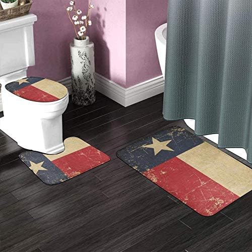 Amazon Com Flag Of Texas Old Aged Vintage Flags Bathroom Rugs Mats Set 3 Pieces Bath Rugs For Bathroom Washable U Shaped Contour Rug Mat And Toilet Lid Cover Set Kitchen Dining