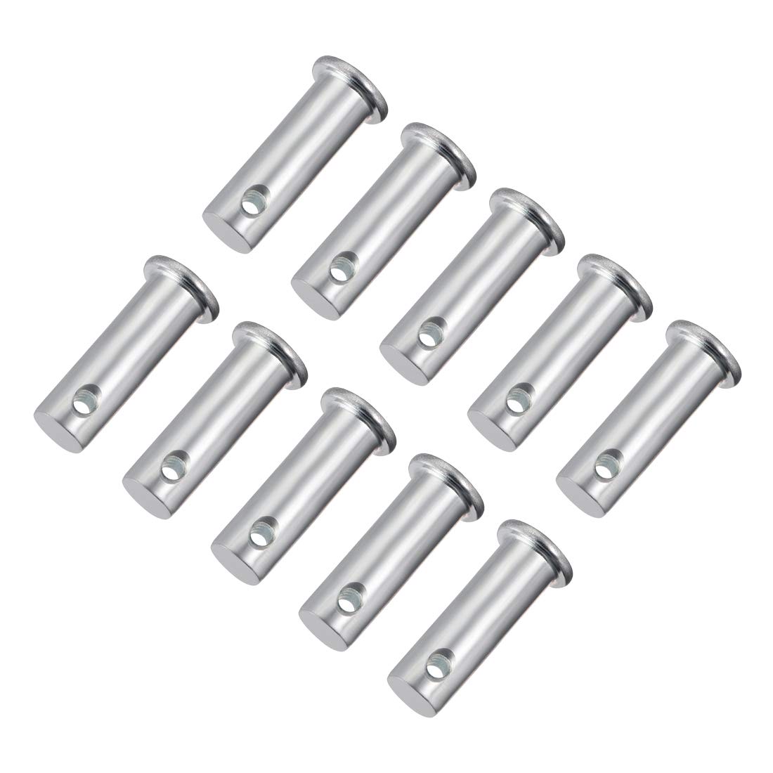 sourcing map Single Hole Clevis Pins,10mm x 30mm Flat Head Zinc-Plating Steel 10 Pcs