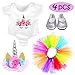 ebuddy 4pc Dolls Unicorn Clothes Includs Jumpsuit,Headband, Tutu, Shoes for 18 inch Dolls