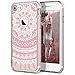iPhone 7 Case, SmartLegend Retro Totem Mandala Floral Pattern Clear Acrylic PC Hard Back Cover with TPU Bumper Frame Hybrid Transparent Protective Case for iPhone 7 (2016) - Pink