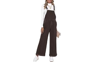 Vetinee Womens Overalls Denim Loose Fit Wide Leg Bib Stretch Baggy Jeans Jumpsuit Y2K Comfy