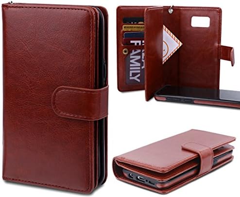 JUZI Samsung Galaxy S8 Plus Case , [Slim Fit] Purse phone Case with Built-in Multi Credit Card/ID Card Slots - Book Folio Style Magnetic Flip Wallet Cover with Strap for S8plus (Brown)