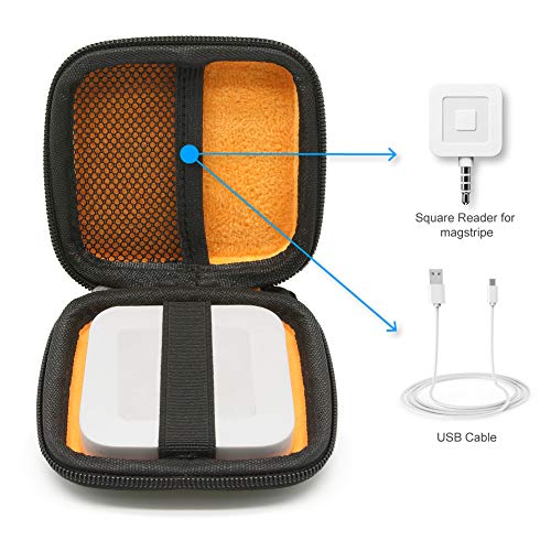 SURDARX Square Contactless Chip Card Reader Scanner Case, Hard Carrying Bag Holder for Credit Cards Reader/More (Black)