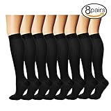 Compression Socks,(8 pairs) Compression Sock for Women & Men - Best For Running, Athletic Sports, Crossfit, Flight Travel - Suits Nurses, Maternity Pregnancy, Shin Splints.