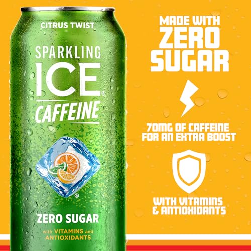 SPARKLING ICE CAFFEINE CITRUS TWIST SPARKLING WATER WITH CAFFEINE, ZERO SUGAR, WITH ANTIOXIDANTS AND VITAMINS,16 FL OZ CANS (PACK OF 12)