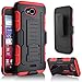 Kyocera Hydro Air / Kyocera Hydro Wave Case, Starshop [Heavy Duty] Full Protection Dual Layers Hybird Case with Kickstand and Locking Belt Swivel Clip Red
