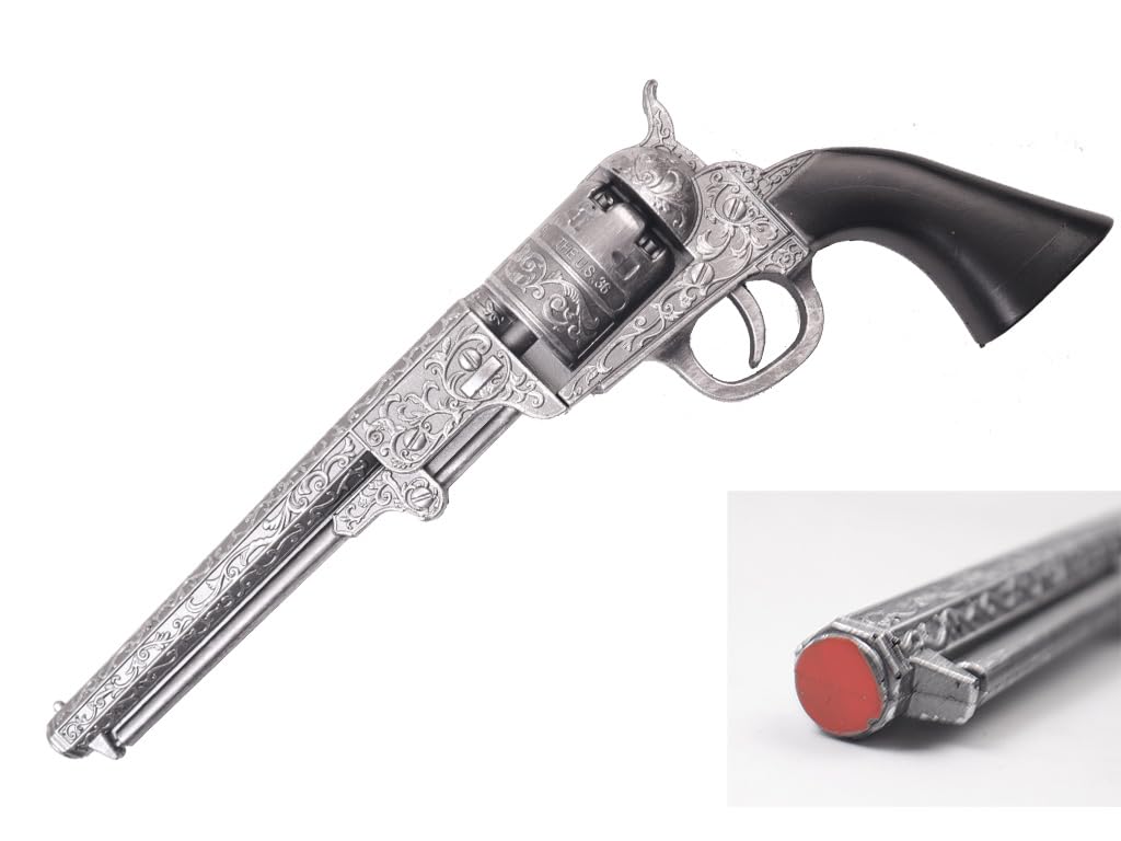 Photo 1 of 13 inch Western Style Revolver Prop, Polyurethane Foam, Costume/Cosplay/Halloween, Ages 16+ (Silver Gray)