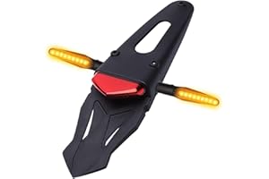 DREAMIZER Motorcycle Rear Fender LED Brake Red Tail Lights Lamp with Turn Signal Indicator for YZ80 YZ85 YZ125 YZ450f XT125 250 - Red Lens with 12LED Turn Signal Light