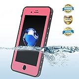 Effun iPhone 8 Plus/iPhone 7 Plus Waterproof Case, Dottie Style IP68 Certified Underwater Cover Shock/Dirt/Snow Proof Case with PH Test Paper, Stylus Pen and Floating Strap Pink Version