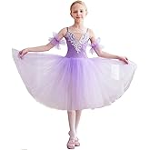 ORIDOOR Girls Sundress swan Dance Dress Tutu Performance Long Tulle Dress Halloween Christmas Dress