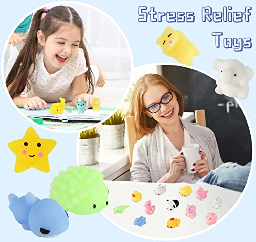 LovesTown 30 PCS Mochi Squishy Toys, Mini Animal Squeeze Toys Kids Mini Kawaii Stuff Stress Anxiety Relief Toys for Goodie Bag Class Prize
