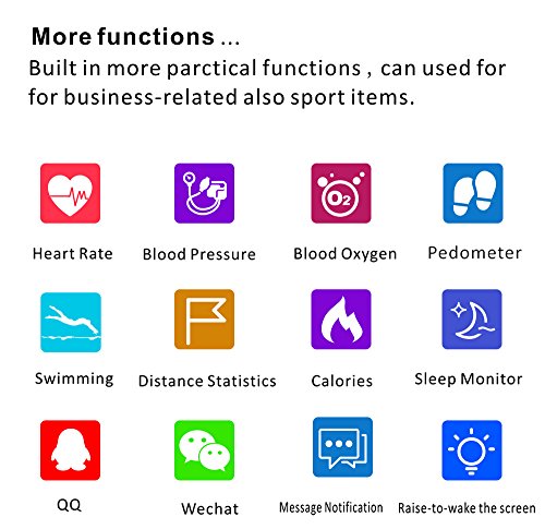 Fitness Tracker, Pard Swimming / Cycling Smart Watch, OLED HD Color Screen Heart Rate / Blood Pressure / Sleep Monitor, Sports Smart Bracelet for Android and iOS, Red - Thumbnail 7
