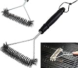BBQ Grill Brush Stainless Steel Bristle Brushes 12'' 360-Degree Cleaner Tool For Outdoor Indoor Porcelain Ceramic Iron Barbecue Grates