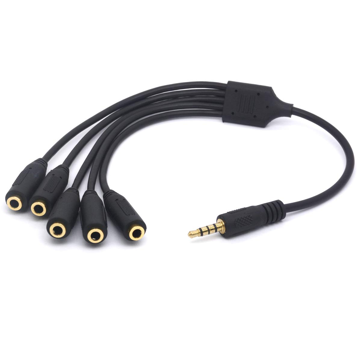 Tomost 3.5mm TRRS Male to 5 TRRS Female Stereo 4-Pole Splitter Cable Converter Headphone Extender (1 Male To 5 Female)