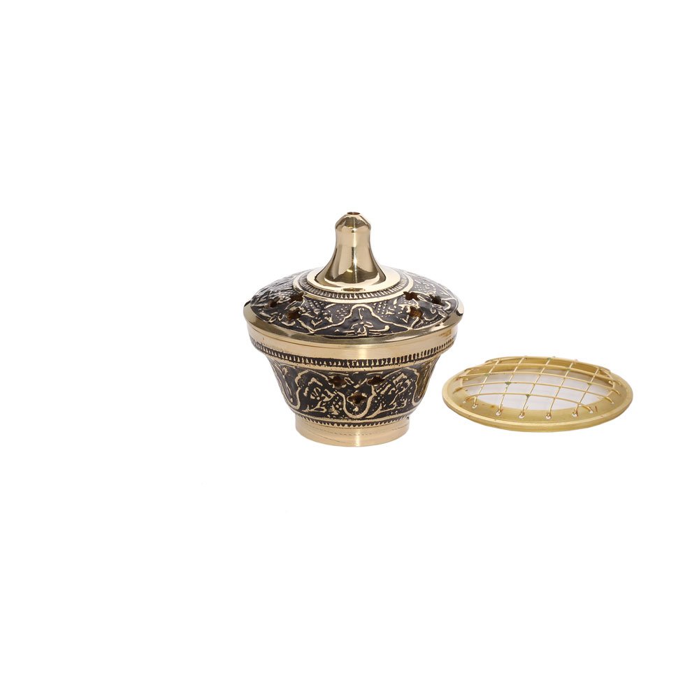 NKlaus Dölma Incense Burner with Grille Handmade Incense Sticks Deco Esoteric Black 1564