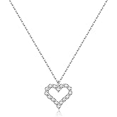 SLUYNZ 925 Sterling Silver CZ Love Heart Choker Necklace for Women Teens Hollow Heart Necklace Pendant for Mother's Day