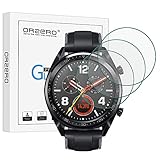 (3 Pack) Orzero for Huawei Watch GT, GT Active Tempered Glass Screen Protector (Upgraded), 2.5D Arc Edges 9 Hardness HD Anti-Scratch Bubble-Free (Lifetime Replacement)