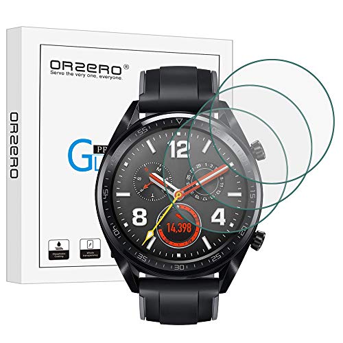  orzero para huawei watch gt, protector de pantalla de vidrio templado activo gt , bordes de arco 2.5d 9 dureza hd antiarañazos sin burbujas 