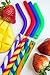 Reusable Silicone Straws. Temperature Safe for Smoothies, Hot and Cold Drinks. PATENTED DESIGN FOR EASY CLEANING and CUSTOMIZABLE LENGTH. Independently Third Party Tested For Safety. Multi Stripes