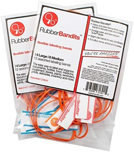 Write-On Flexible Labels | RUBBER BANDITS | Made with Non-Latex Rubber Bands and Tear and Water Resistant Labeling Tags | 12 per Pack | 2-Pack