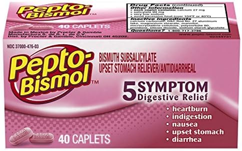 Pepto-Bismol Caplets 5 Symptom Medicine - Including Upset Stomach &amp; Diarrhea Relief , 40 Count by Pepto Bismol