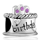 LovelyJewelry Christmas Gifts New Sale Cheap Birthday Purple Birthstone Charm Beads Fit Pandora Jewelry Charms Bracelet